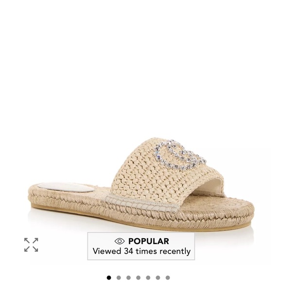 Gucci Beige Crystal Embellished espadrille Slides - Picture 3 of 3